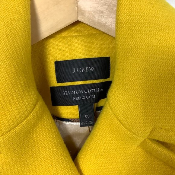 J. Crew Yellow Stadium Cloth Nello Gori Pea Coat 00 - Picture 2 of 8